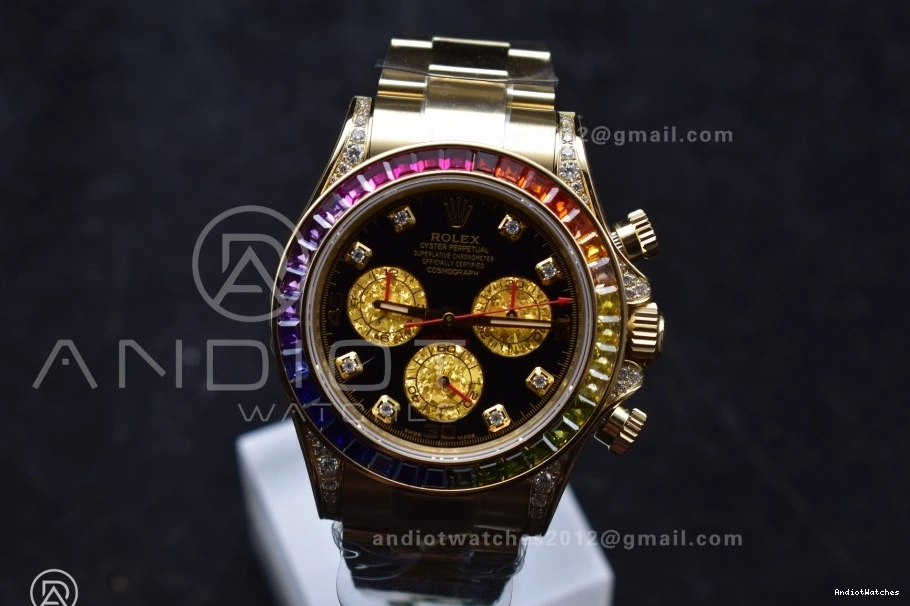 779 Edition Diamonds on Dial SH ZF Black Bracelet Rainbow Daytona 1:1 116598RBOW Timeless YG Best 0124